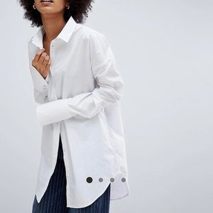 White Dr. Denim oversized boyfriend button up